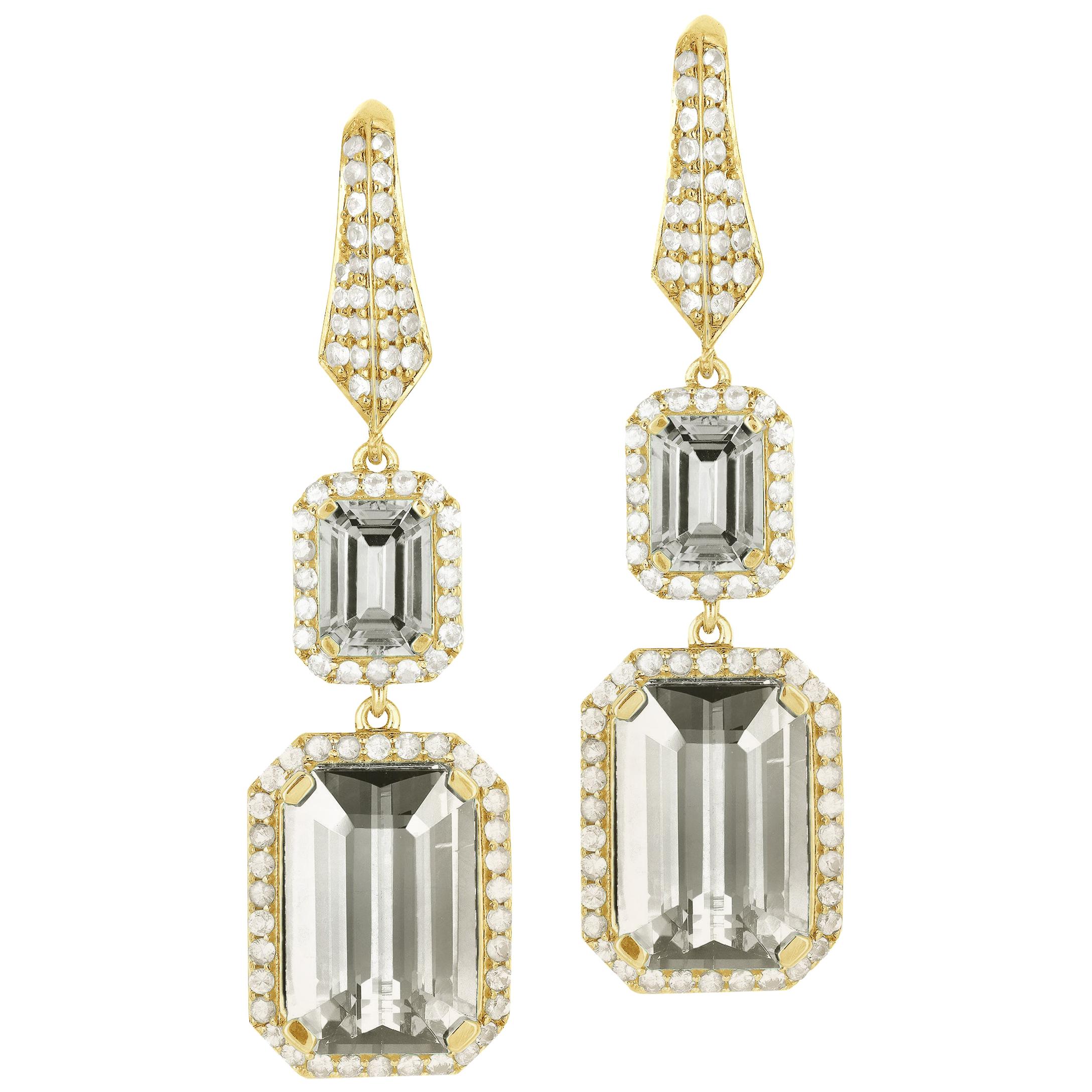 Boucles d'oreilles Goshwara en cristal de roche et diamants