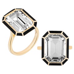 Goshwara Rock Crystal and Onyx Cocktail Ring