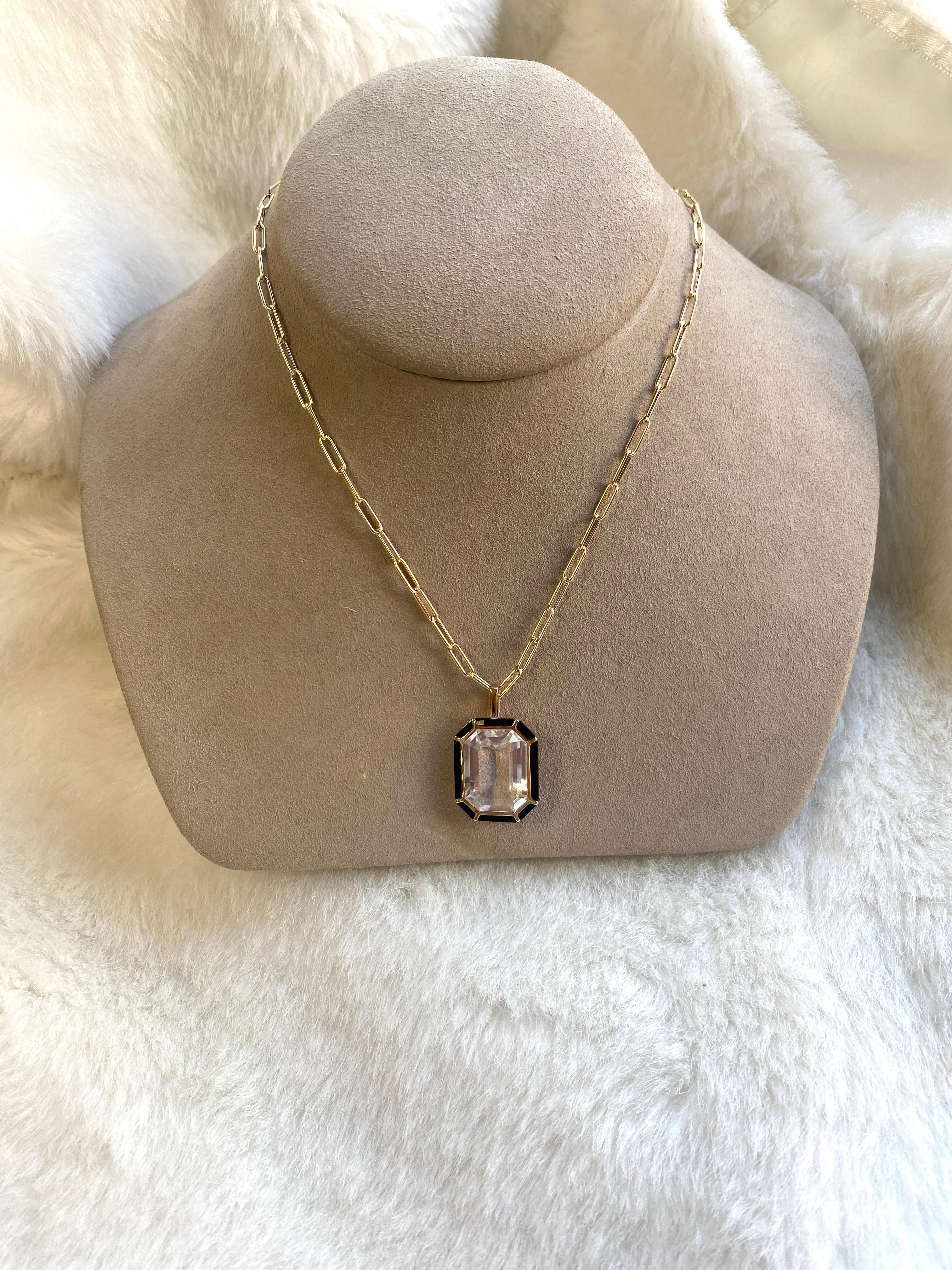 Rock Crystal and Onyx Emerald Cut Pendant in 18K Yellow Gold, from 'Mélange' Collection.

Beautifully crafted, these special pieces from Goshwara are not to be missed!

* Chain Length: 18 in
* Gemstone: 100% Earth Mined 
* Approx. gemstone Weight: