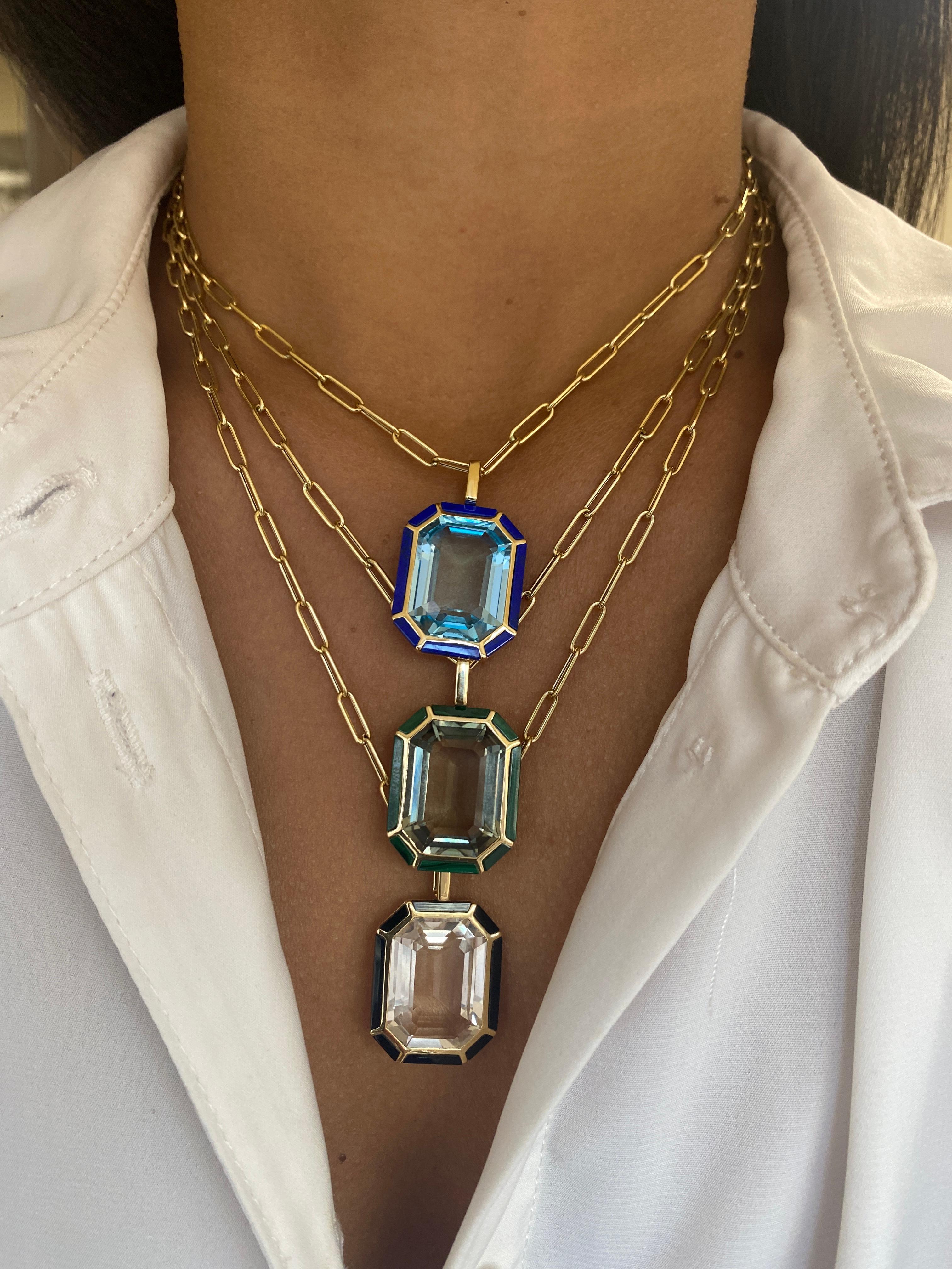 Women's Goshwara Rock Crystal and Onyx Emerald Cut Pendant For Sale