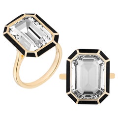 Goshwara Rock Crystal and Onyx Emerald Cut Ring