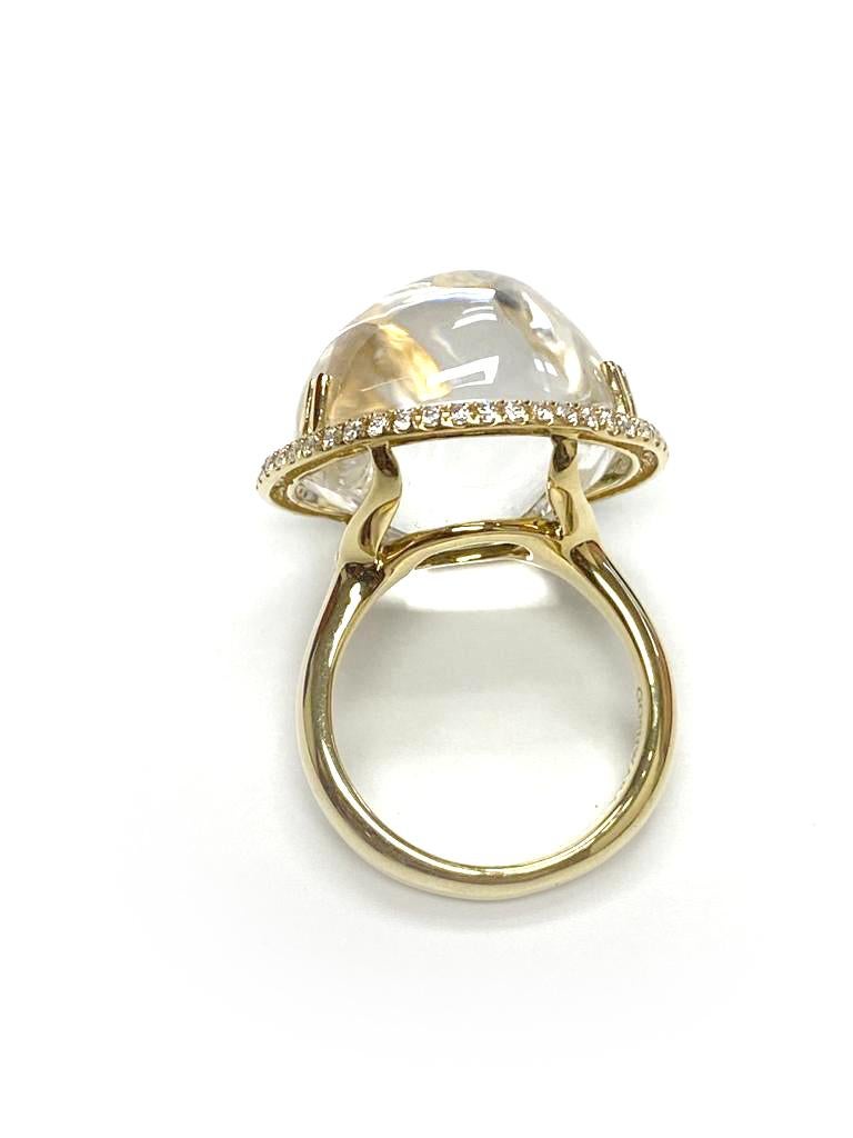 Contemporary Goshwara Rock Crystal Bubble Gum Ring with Diamonds