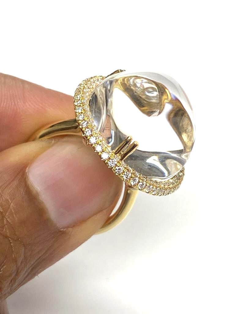 Women's Goshwara Rock Crystal Bubble Gum Ring with Diamonds