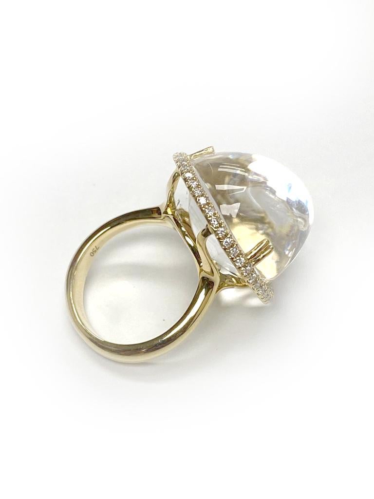 Goshwara Rock Crystal Bubble Gum Ring with Diamonds 1