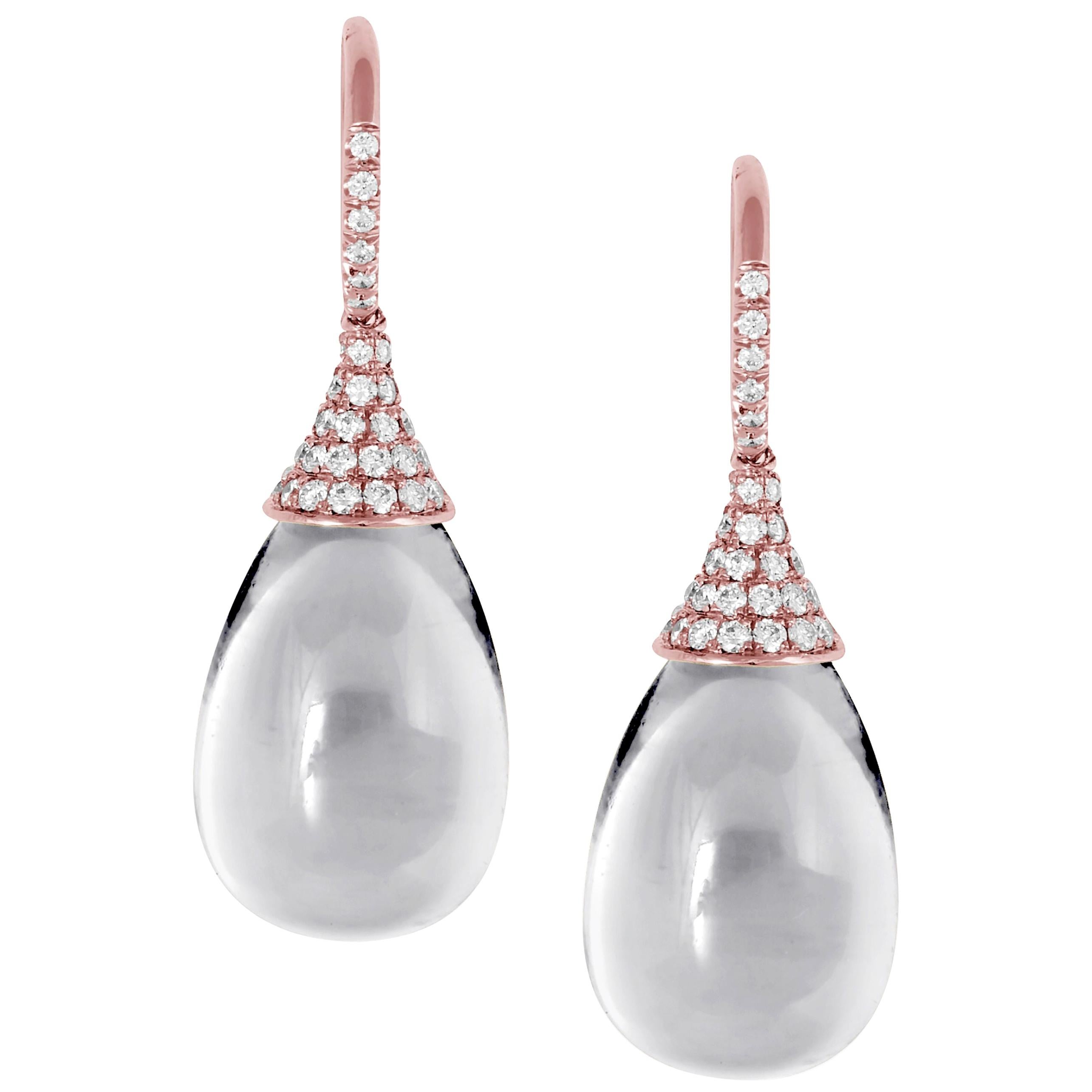 Goshwara Rock Crystal Drop and Diamond Cap Earrings