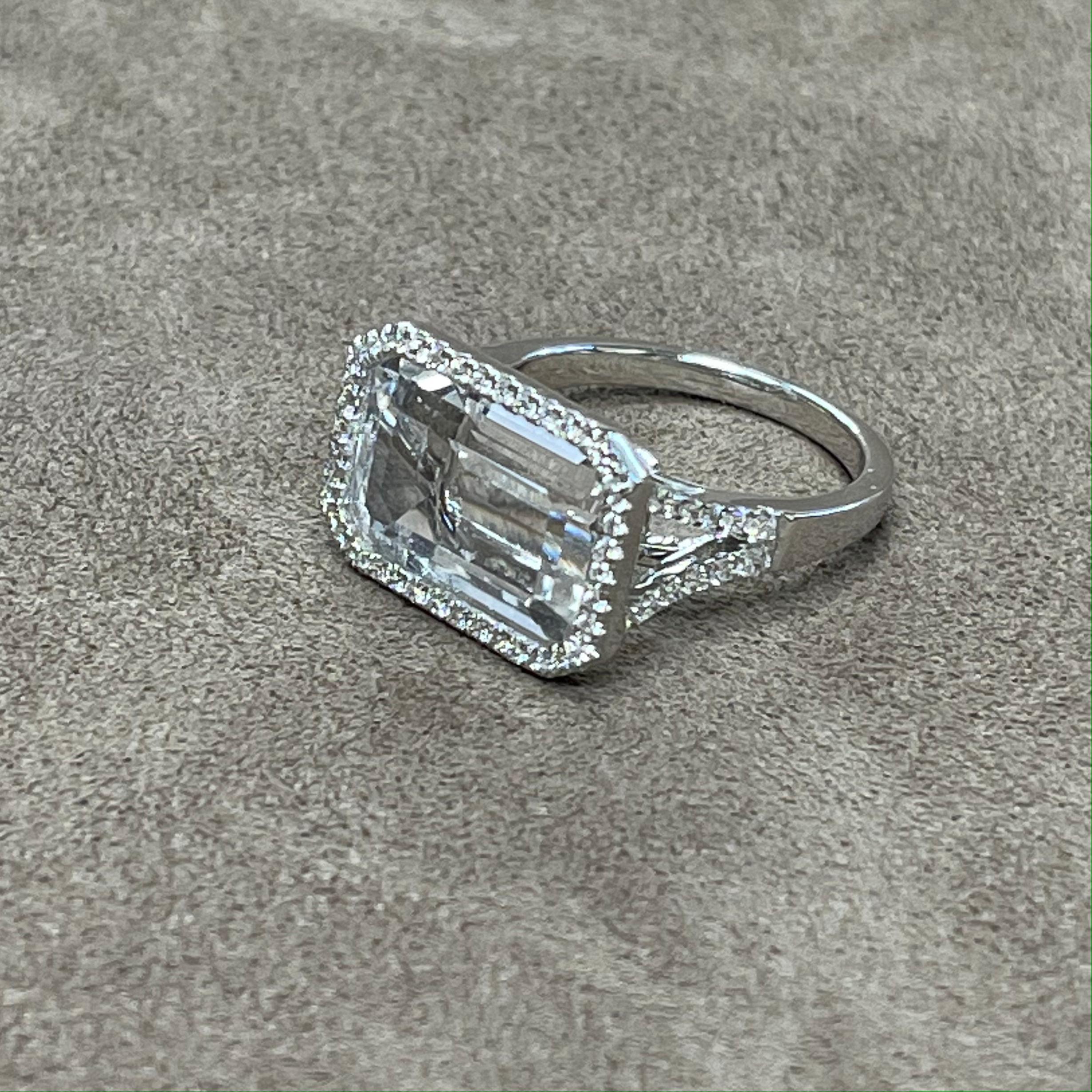 Goshwara Rock Crystal Emerald Cut and Diamond Ring For Sale 5