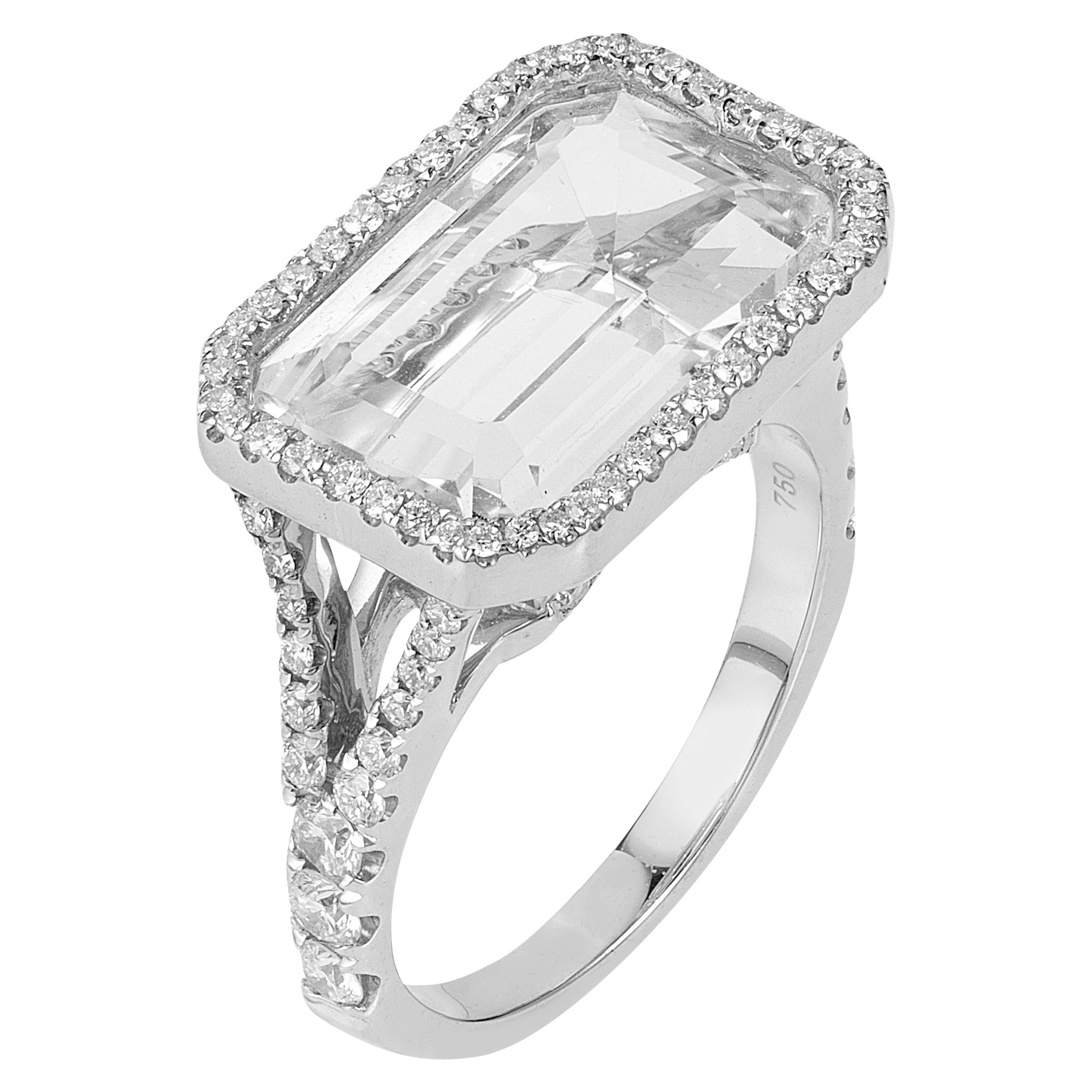 Rock Crystal and Aquamarine Ring For Sale at 1stDibs