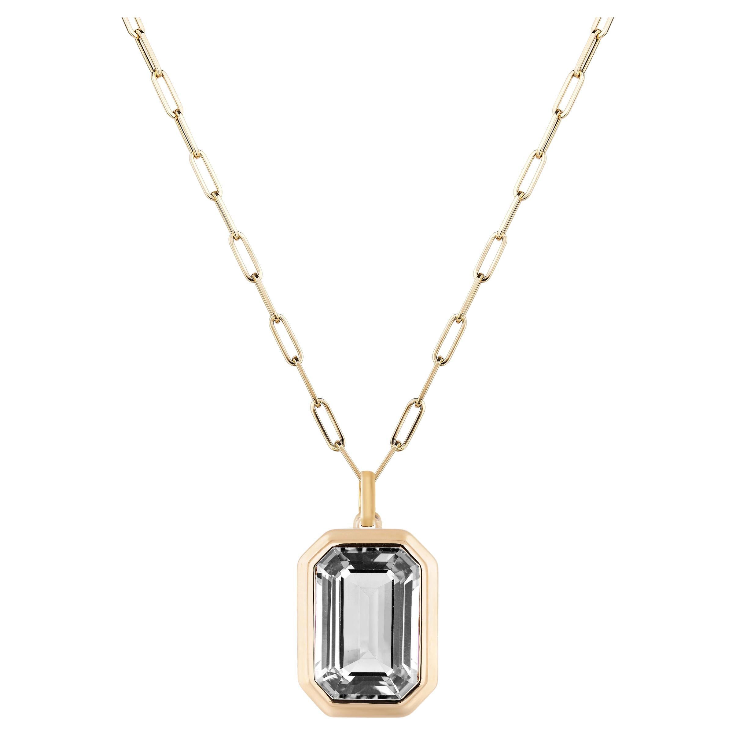 Goshwara Rock Crystal Emerald Cut Bezel Set Pendant