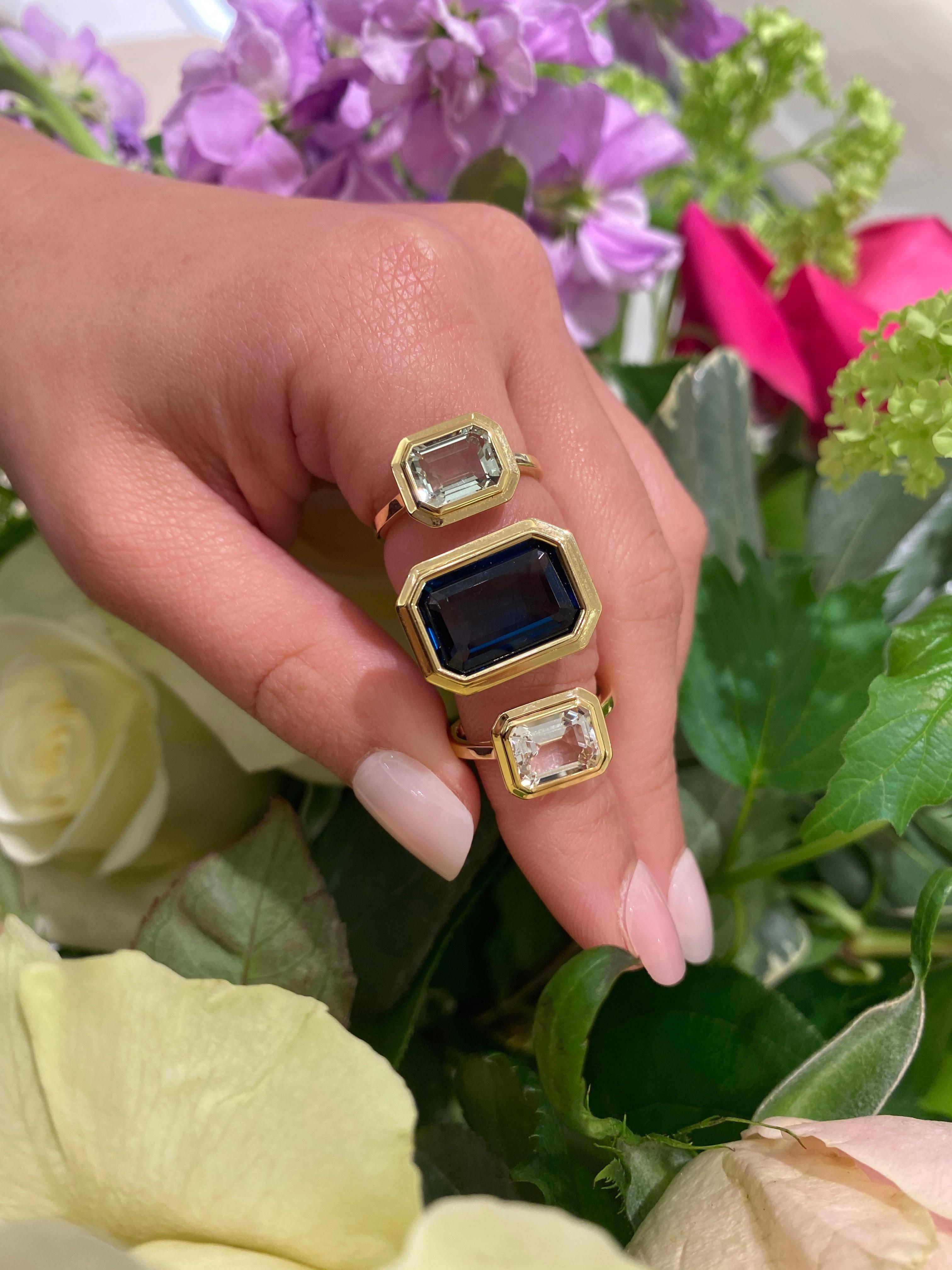 Contemporary Goshwara Rock Crystal Emerald Cut Bezel Set Ring For Sale