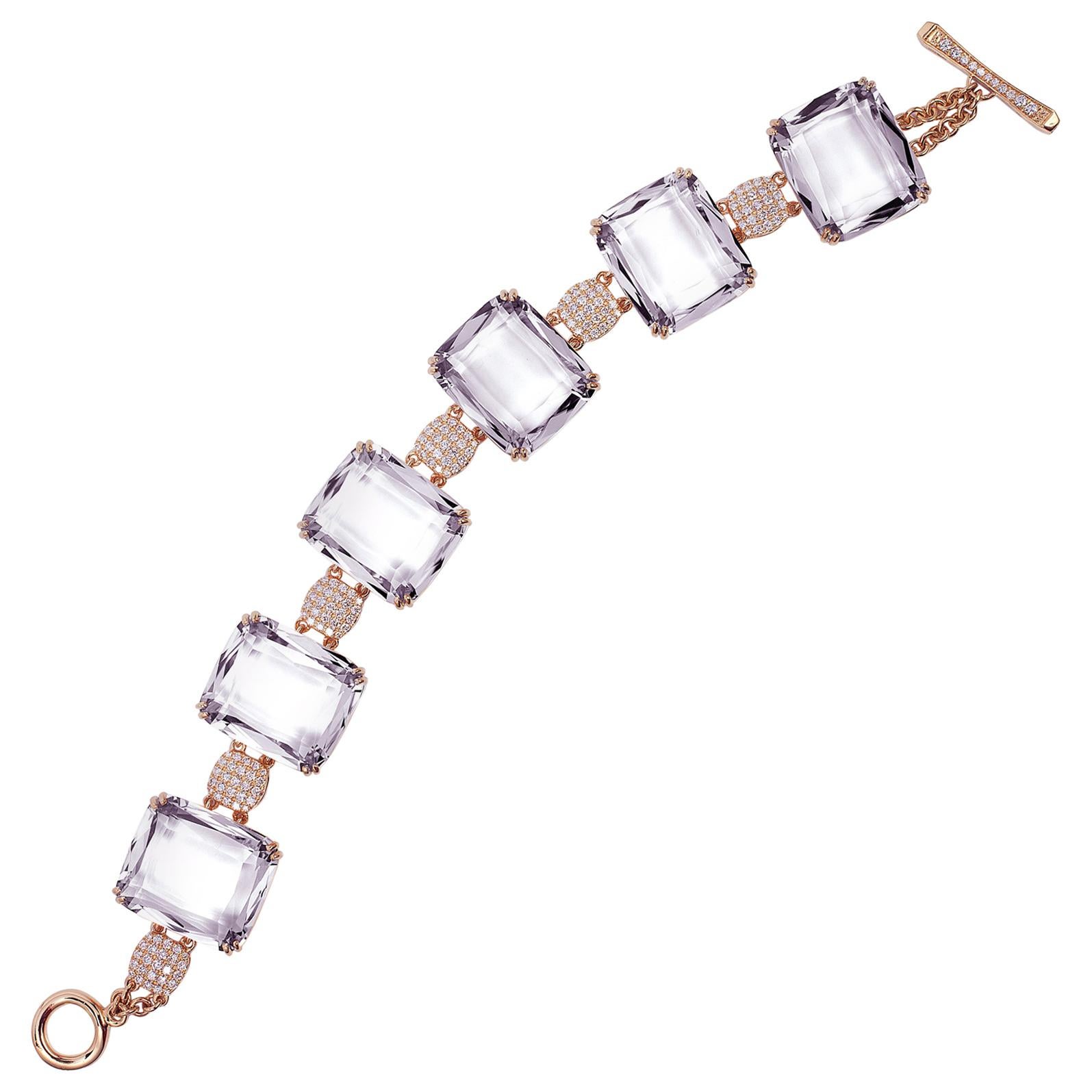 WANDER Hawaii Gold Rock Crystal and Diamond Bracelet at 1stDibs