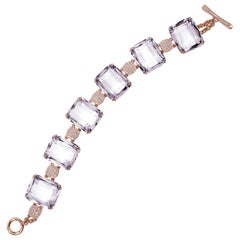 Bracelet Goshwara en cristal de roche facetté coussin plat et diamants