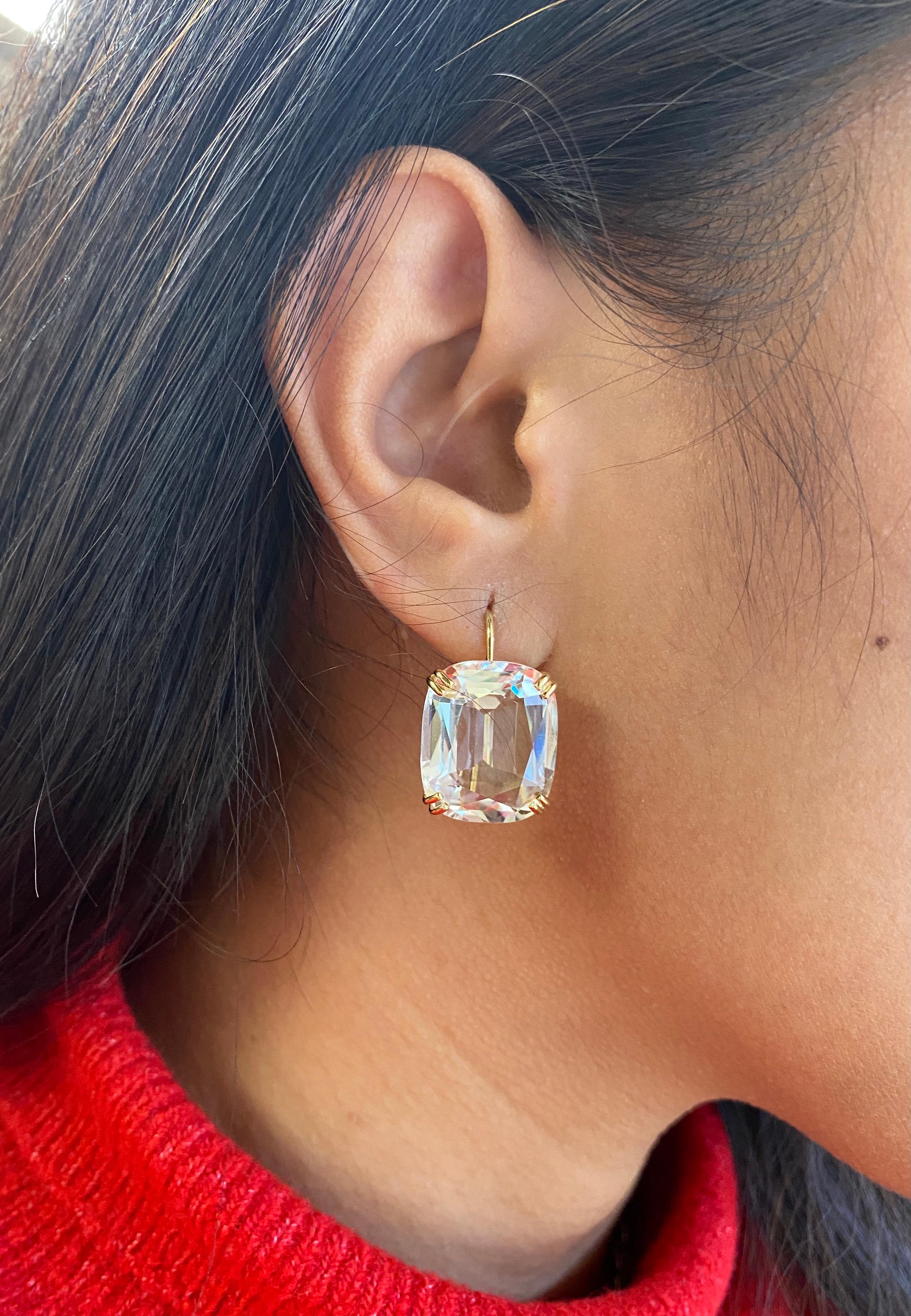 These Rock Crystal Cushion Earrings on Wire, are a dazzling piece of jewelry crafted with utmost artistry and elegance. Part of our very popular 'Gossip' Collection, these earrings embody grace and sophistication.

The focal point of these earrings