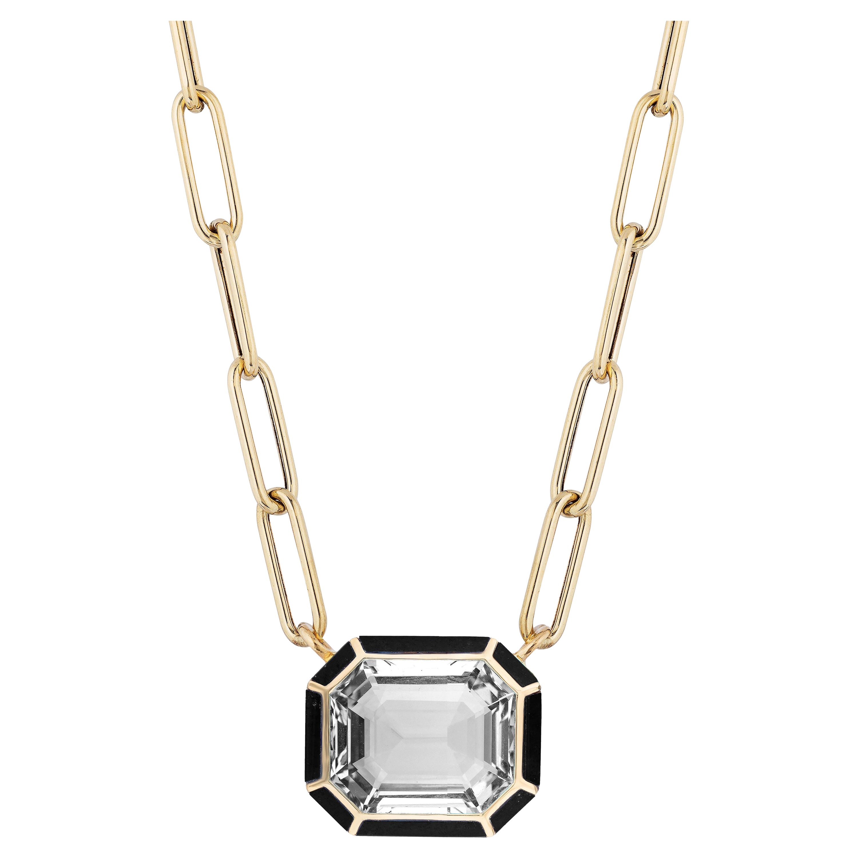 Colgante Goshwara de Cristal de Roca y Ónix talla Esmeralda en venta