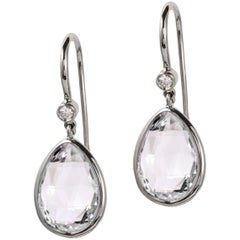 Goshwara Rock Crystal Pear Shape with Diamonds on Wire Earring