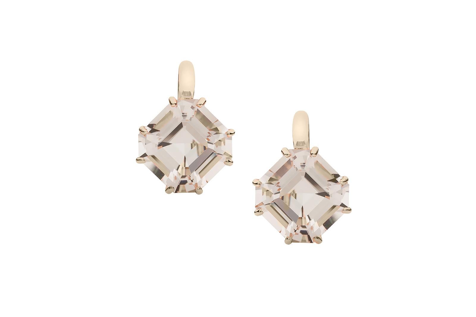 Contemporary Goshwara Rock Crystal Square Emerald Cut Earrings For Sale
