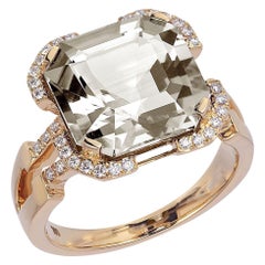 Goshwara Rock Crystal Square with Diamonds Ring