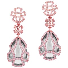 Goshwara Rock Crystal Teardrop and Diamond Earrings