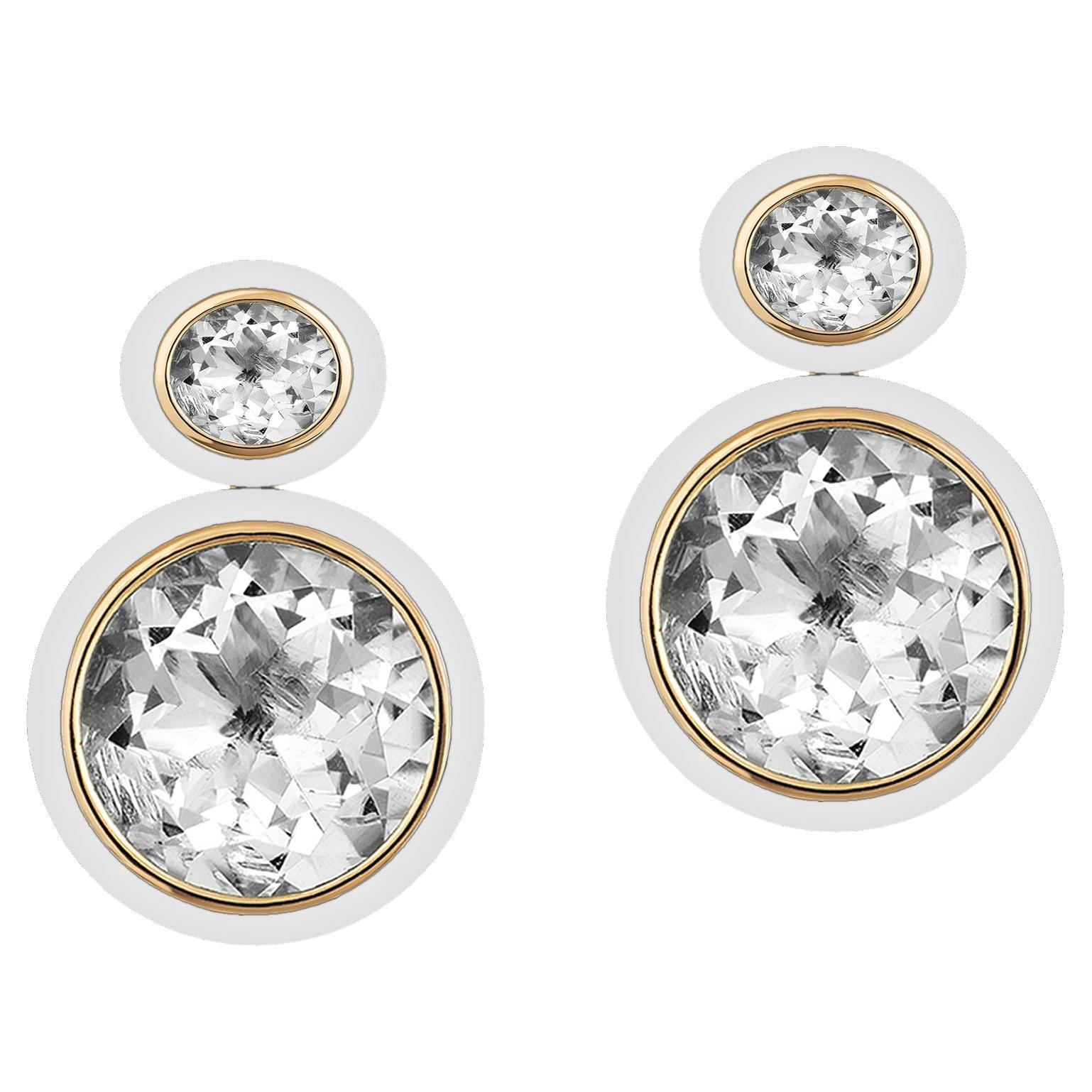 Goshwara Rock Crystal & White Agate Oval Earrings For Sale