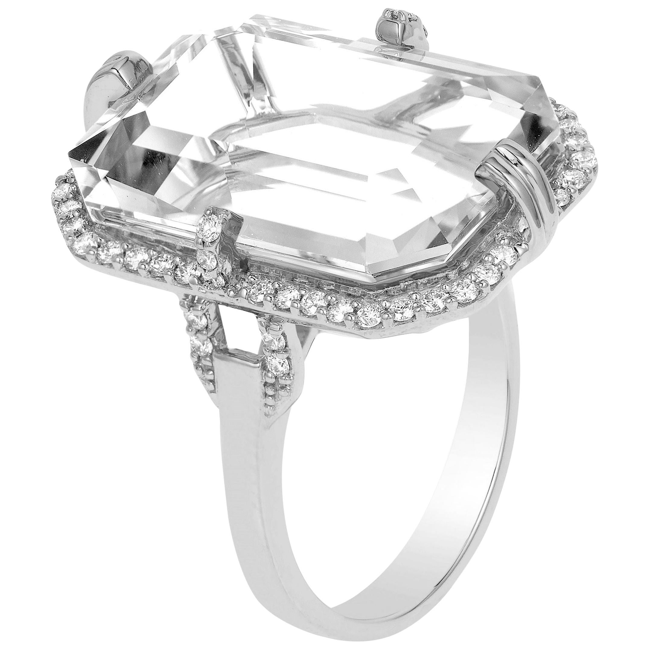 Goshwara Rock Crystal with Diamonds Ring For Sale