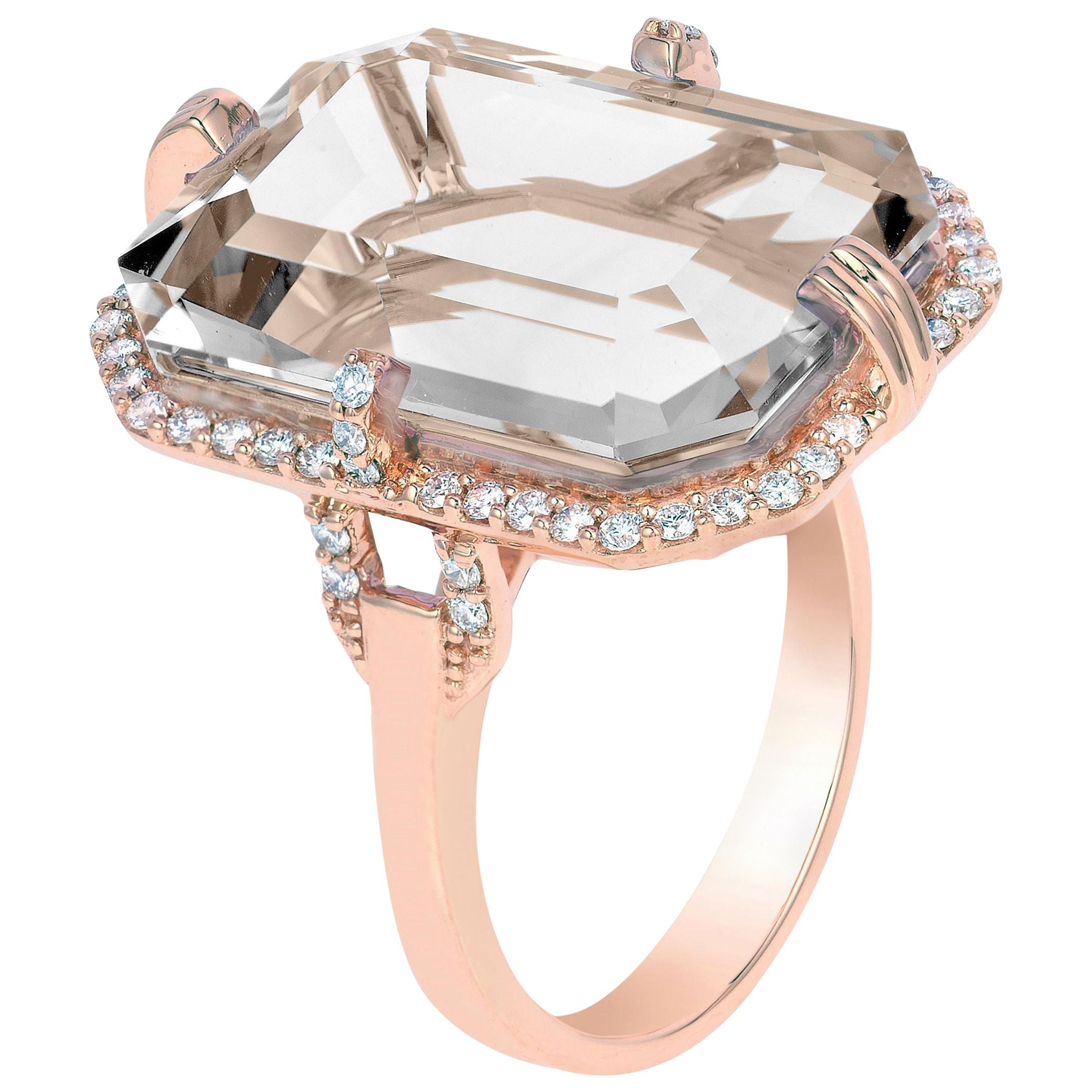 Ring ausshwara Bergkristall mit Diamanten