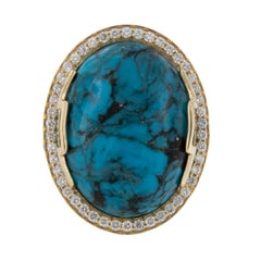 Goshwara Rock N Roll 18 Karat Yellow Gold Turquoise and Diamond Ring
