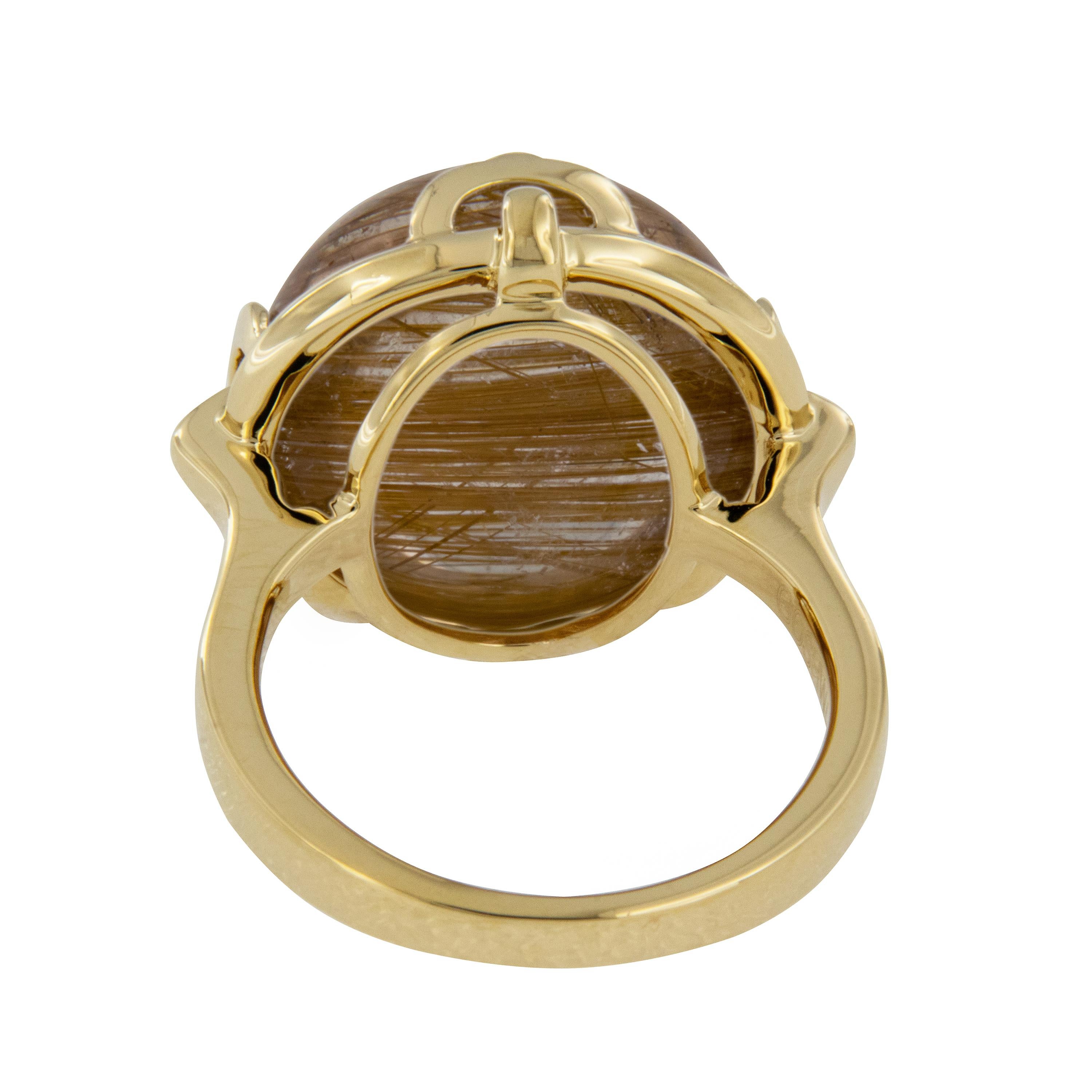 18k brushed yellow gold cabochon ring