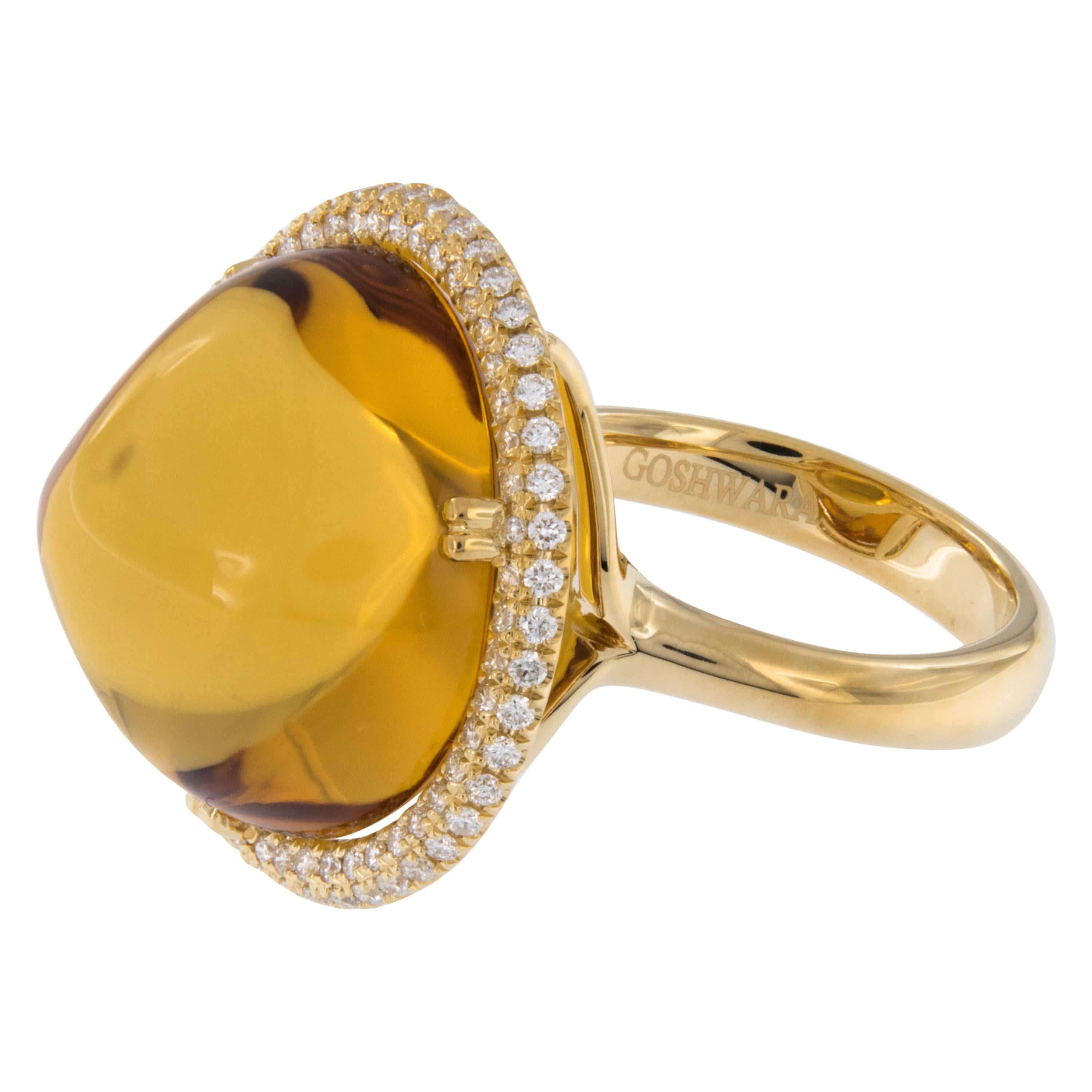 Goshwara Rock N Roll Gold Citrine and Diamond Ring
