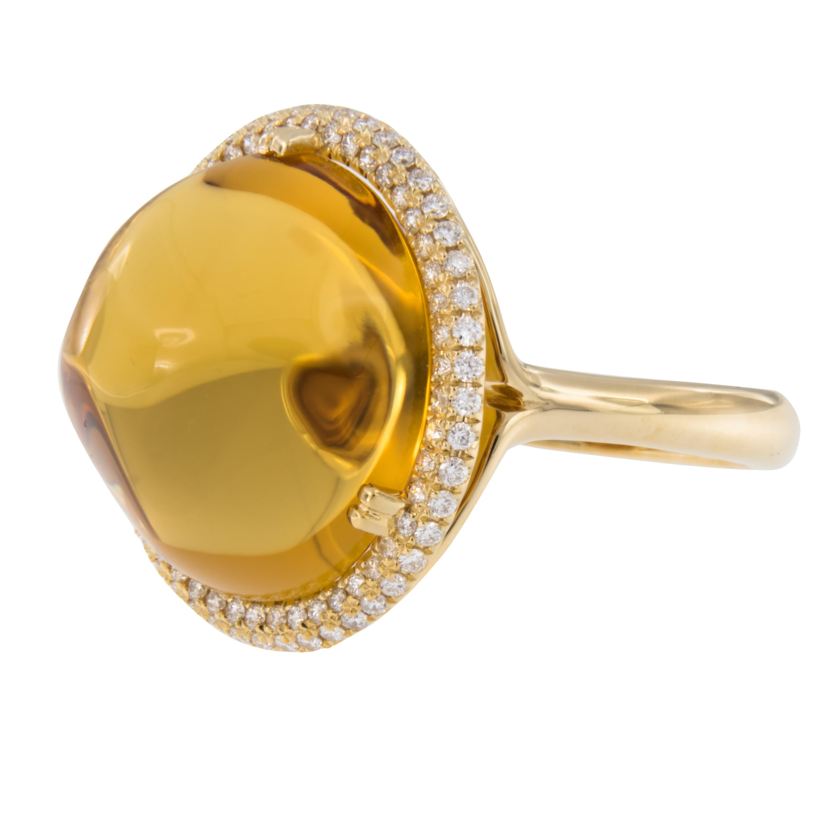 Goshwara Rock N Roll Gold Citrine and Diamond Ring In New Condition In Troy, MI