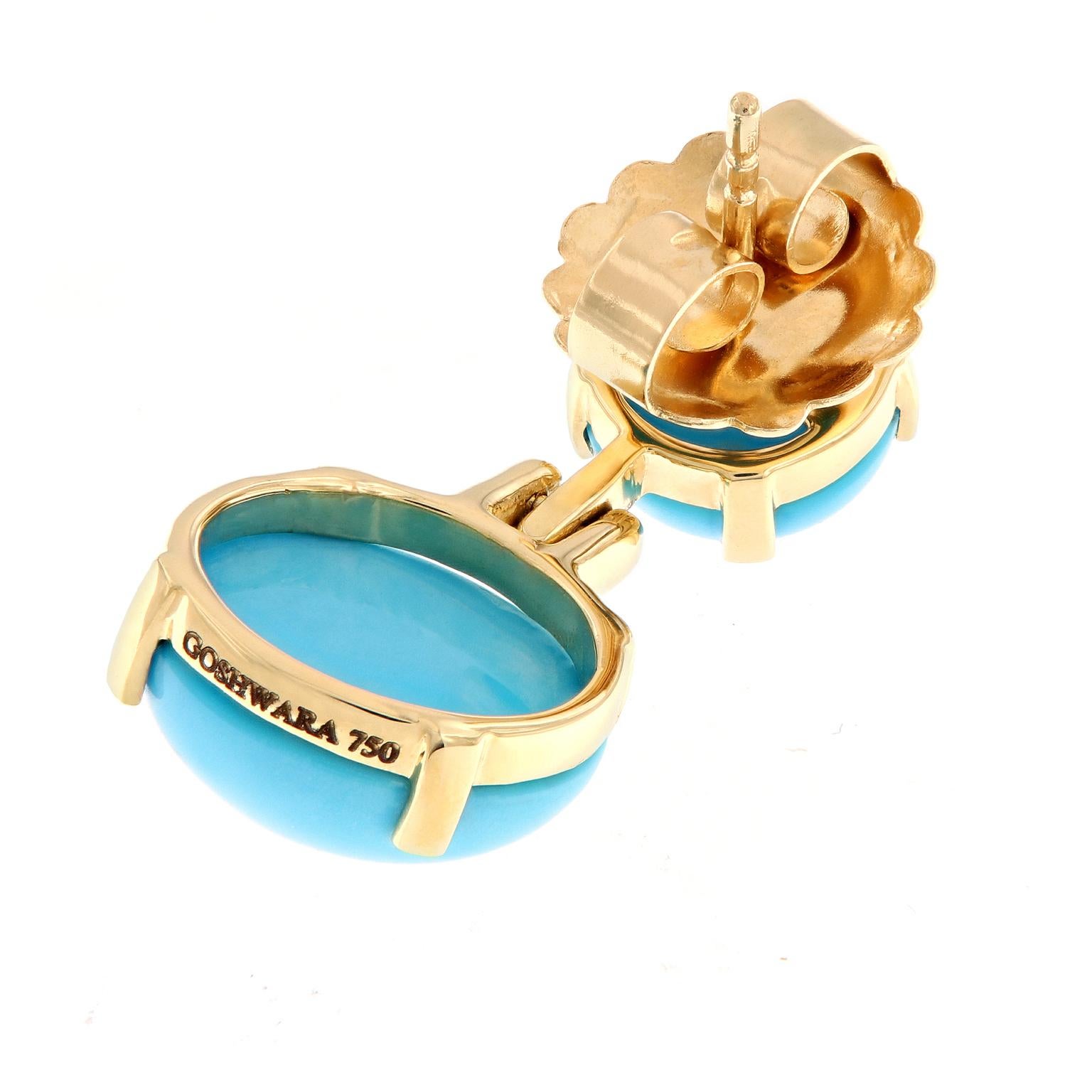 Goshwara “Rock-N-Roll” Natural Turquoise Diamond Drop Earrings In New Condition In Troy, MI