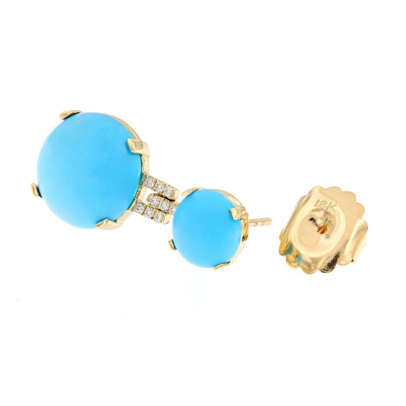 Women's Goshwara “Rock-N-Roll” Natural Turquoise Diamond Drop Earrings