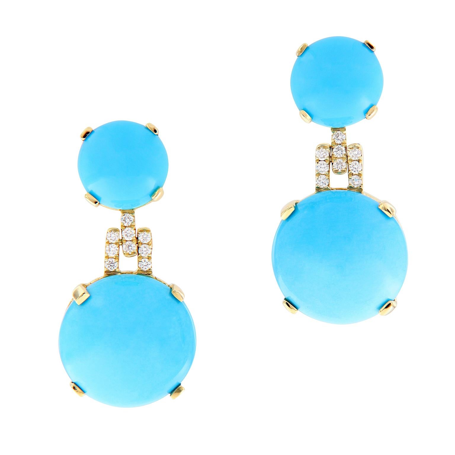 Goshwara “Rock-N-Roll” Natural Turquoise Diamond Drop Earrings