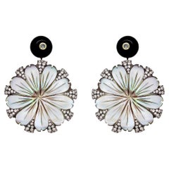 Goshwara Round Flower Earrings with Diamonds