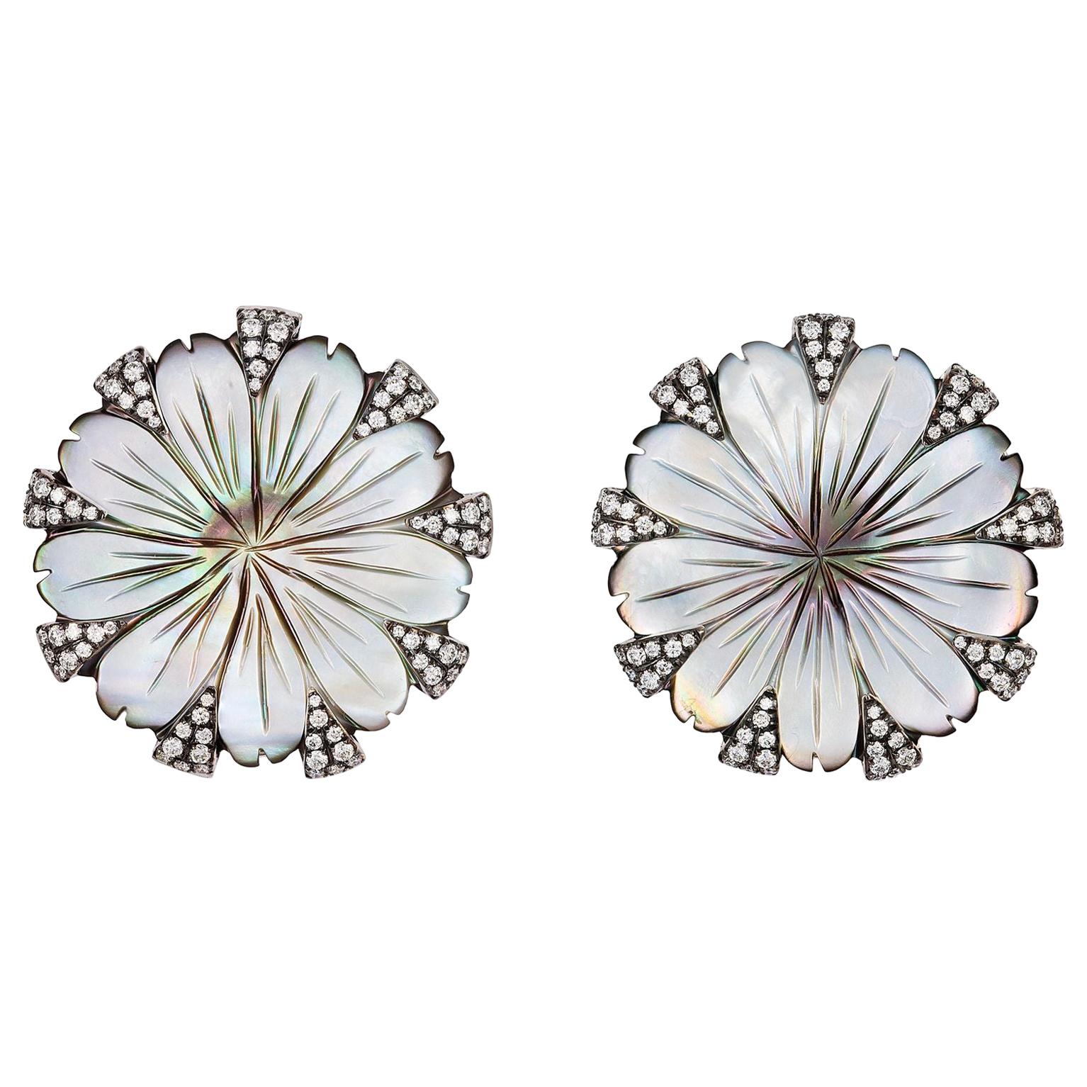 Cartier Gold and Mother of Pearl Flower Earrings at 1stDibs mother of