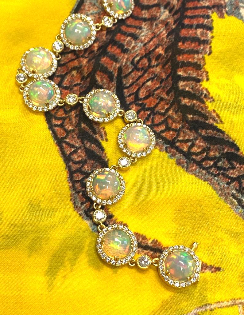 Goshwara Round Opal Single Row with Diamonds Bracelet 1