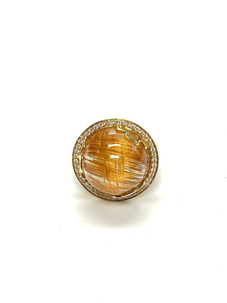 Goshwara Round Rutilated and Diamond Ring In New Condition For Sale In New York, NY