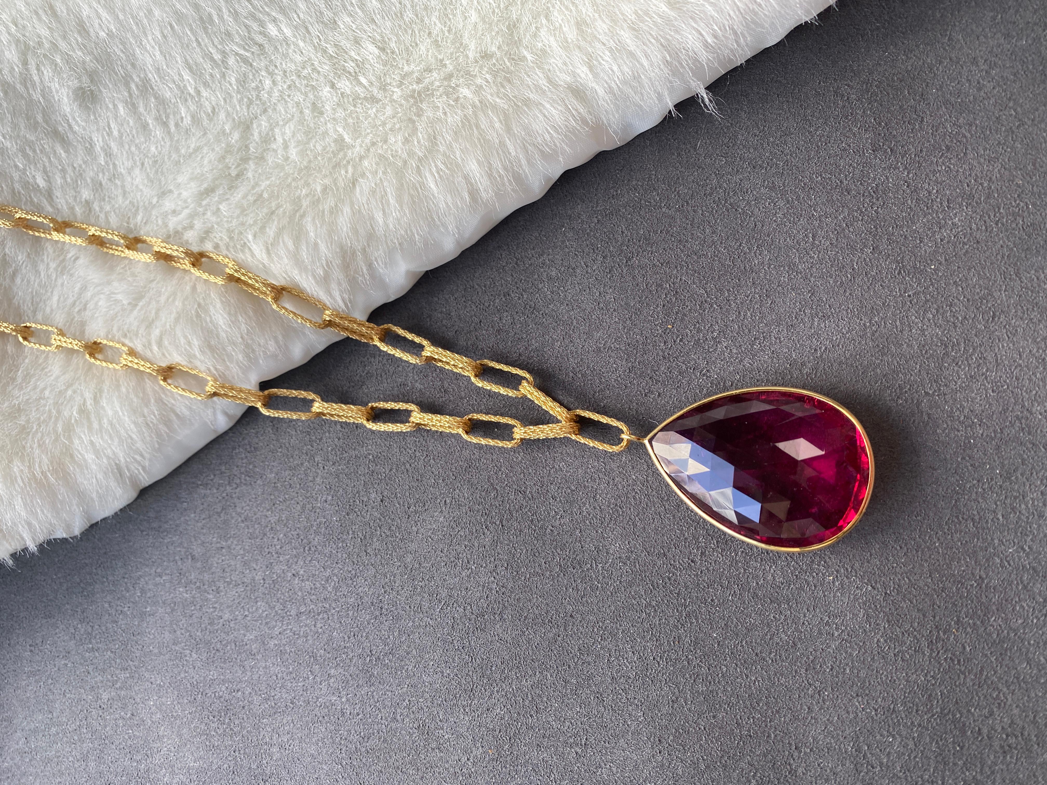 Goshwara Rubelit Briolette mit strukturierter Kette Halskette 3