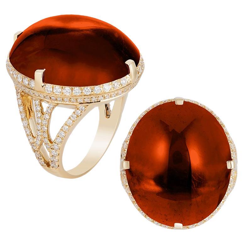 Goshwara Rubelite Cabochon And Diamond Ring For Sale