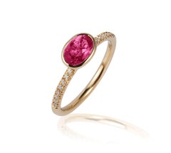 Goshwara Rubelite Oval and Diamond Ring