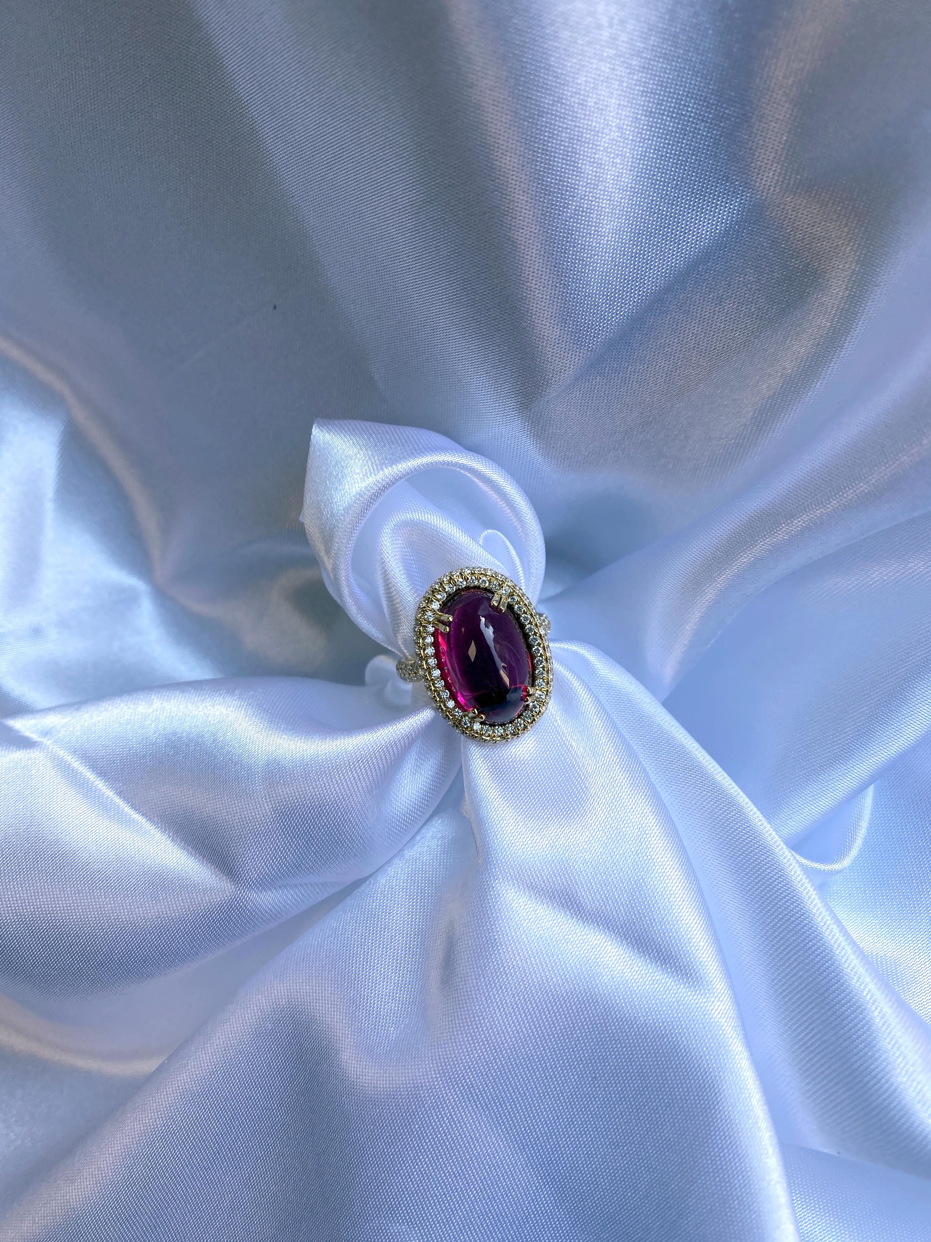 Contemporary Goshwara Rubelite with Diamonds Cocktail Ring For Sale