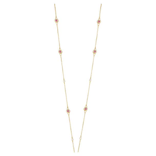 Goshwara Ruby Rondelle with Diamonds Chain Necklace For Sale at 1stDibs