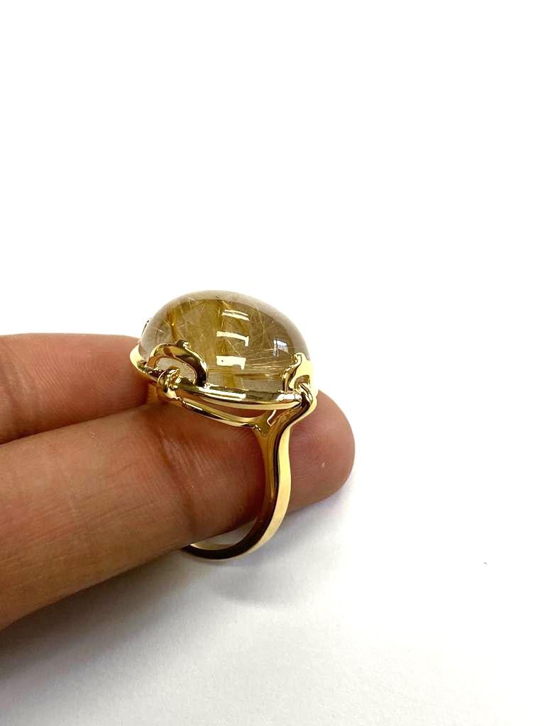Goshwara Rutilated Oval Cabochon Ring In New Condition In New York, NY