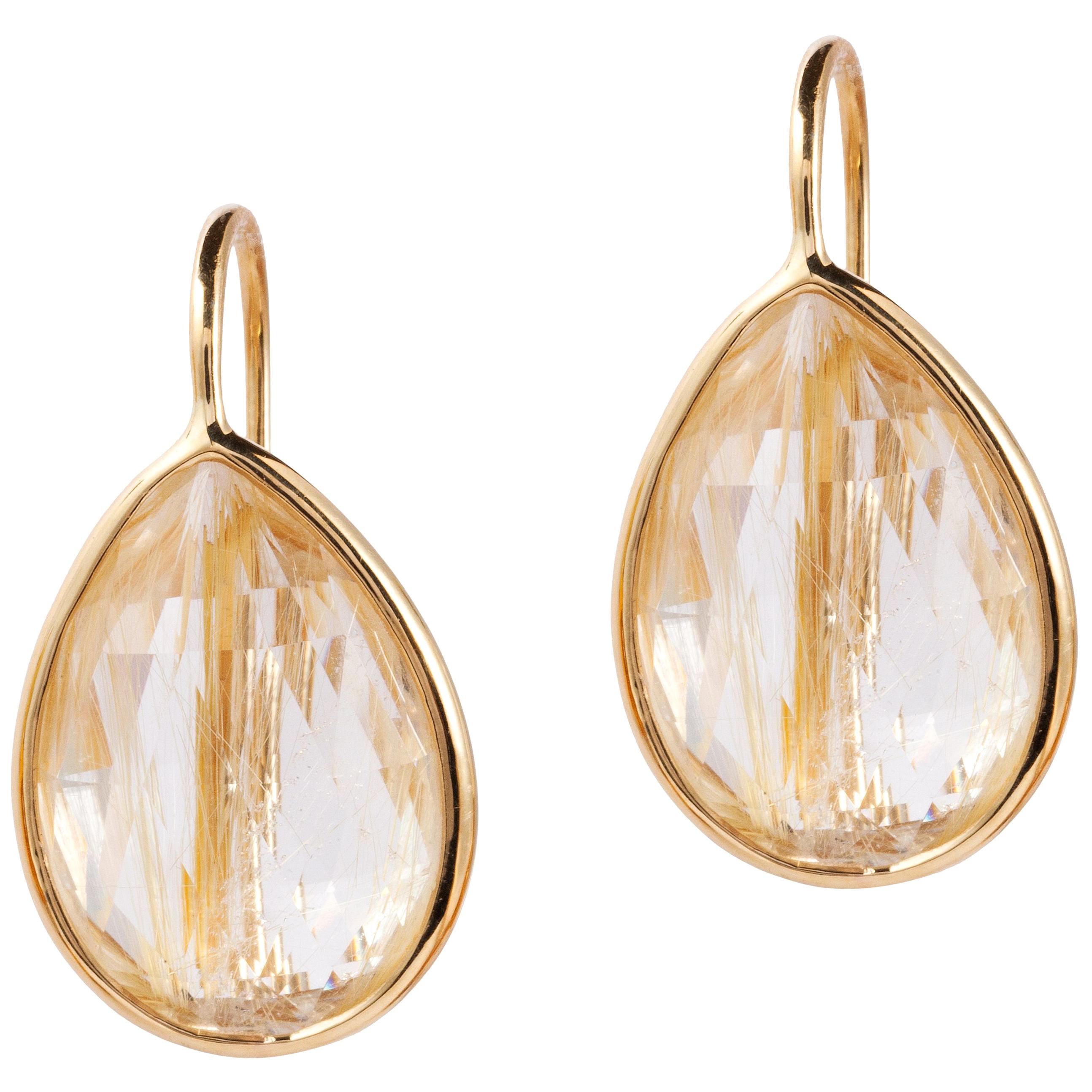 Goshwara Rutilated Pear Shape on a Wire Earring