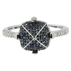 Goshwara Sugarloaf Pavé Sapphire and Diamond Gold Ring