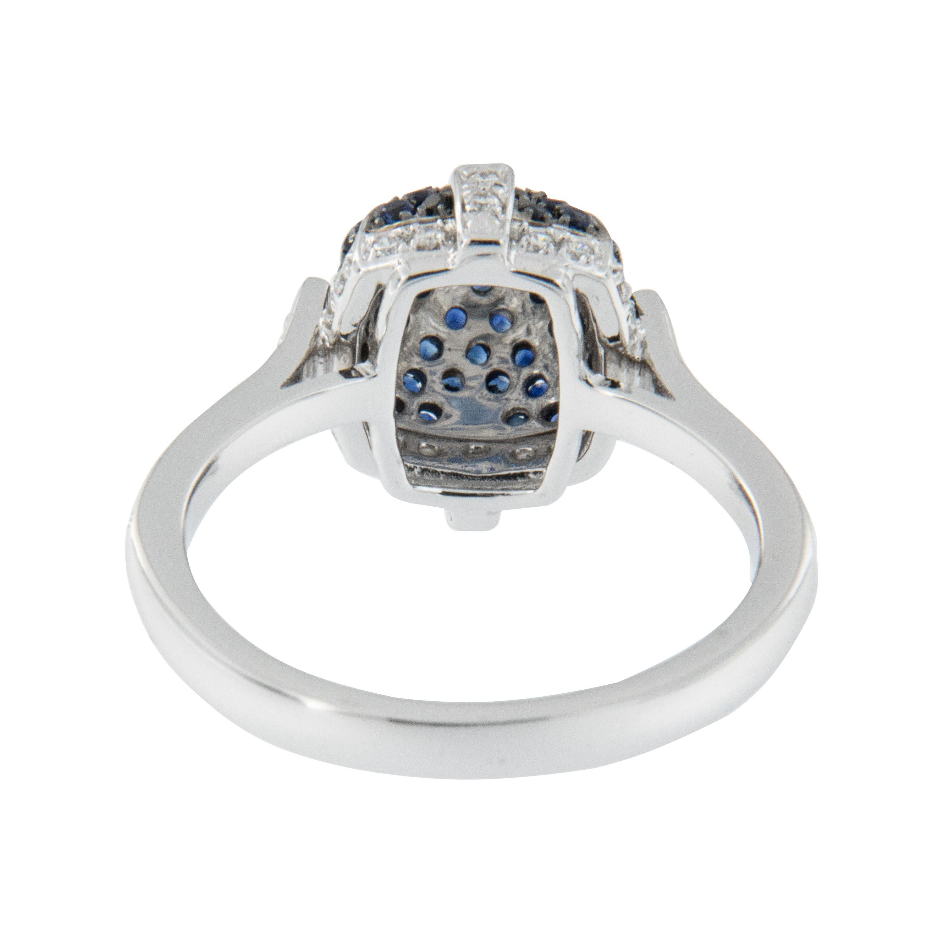 Round Cut Goshwara Sugarloaf Pavé Sapphire and Diamond Gold Ring