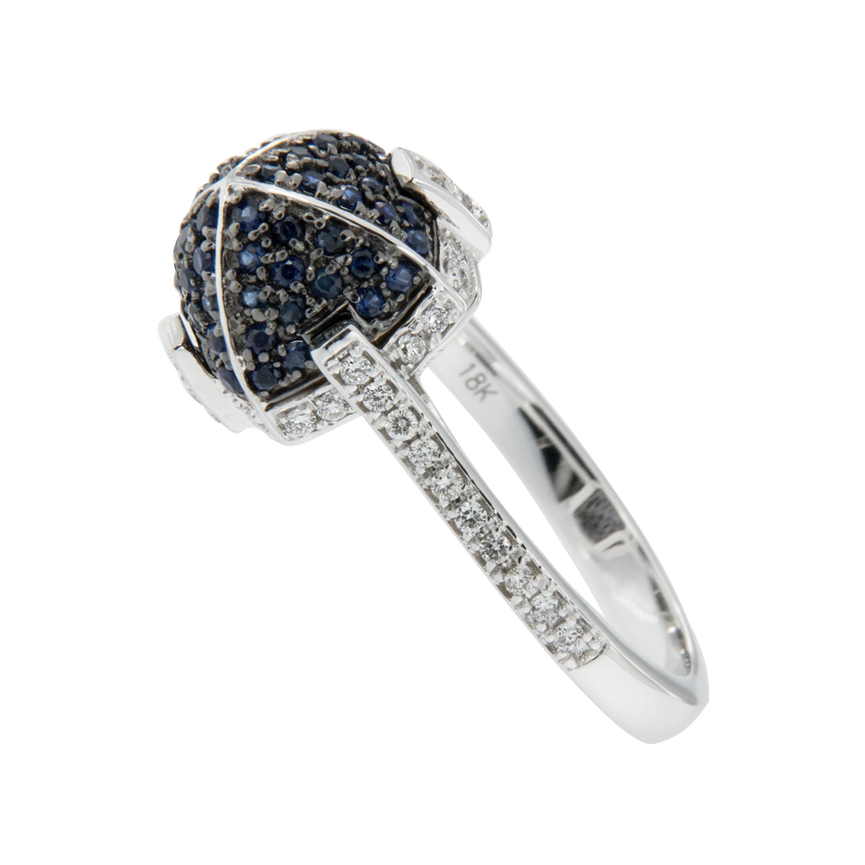 Goshwara Sugarloaf Pavé Sapphire and Diamond Gold Ring In New Condition In Troy, MI