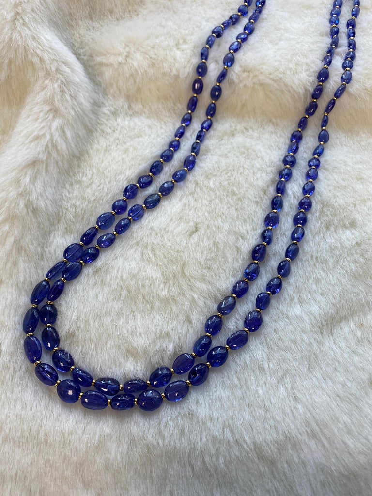 Goshwara Tanzanite Tumbled Bead Necklace For Sale at 1stDibs