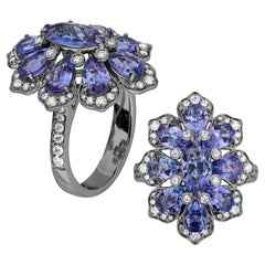 Bague en tanzanite de Goshwara et diamants