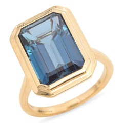 Goshwara Gelbgold Blautopas-Cocktailring