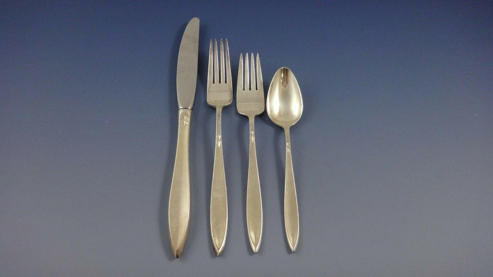 Gossamer by Gorham Sterling Silver Flatware Service For 12 Set 70 Pieces Modern In Excellent Condition For Sale In Big Bend, WI