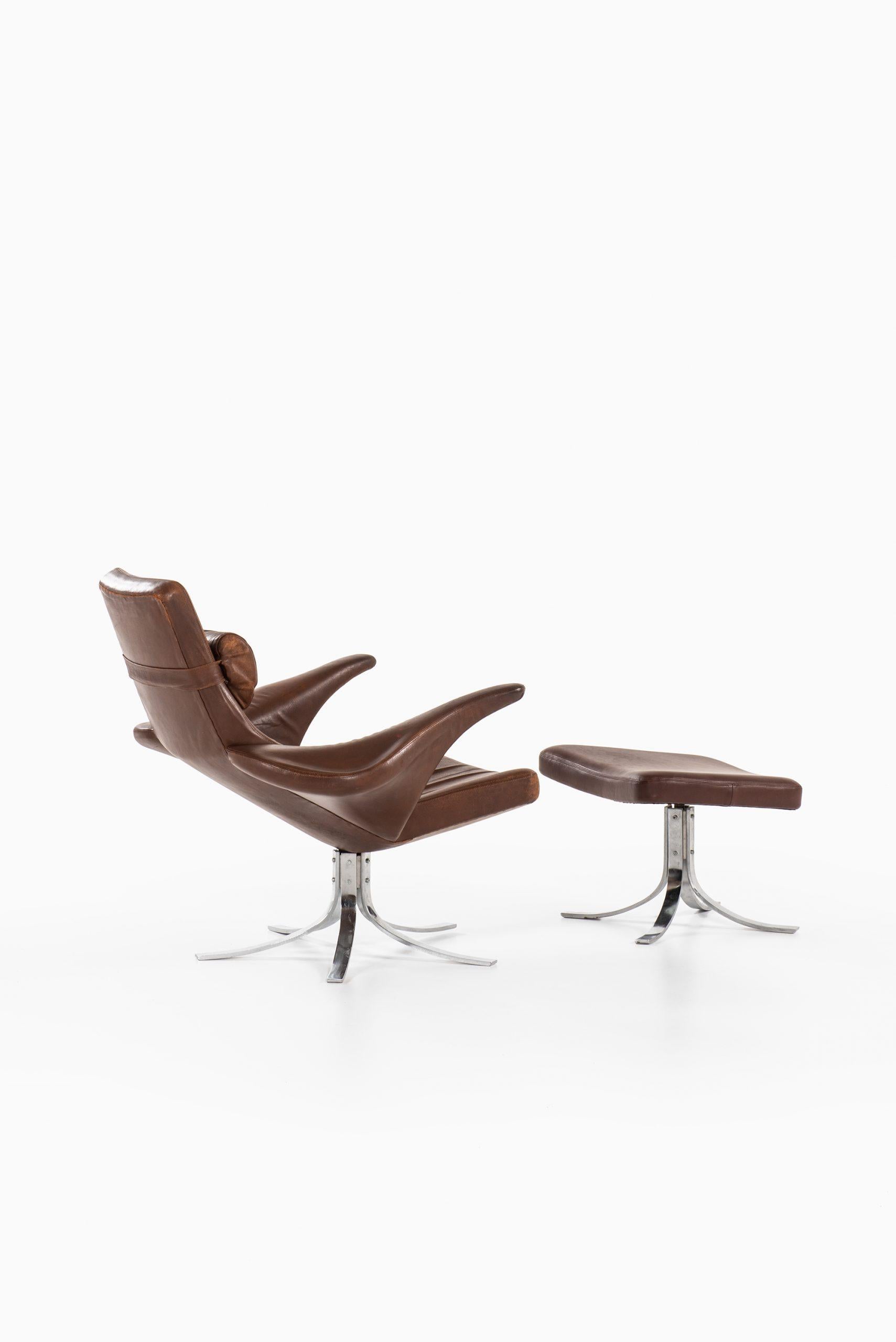 Gösta Berg Easy Chair with Stool Model Måsen / Seagull by Fritz Hansen For Sale 2